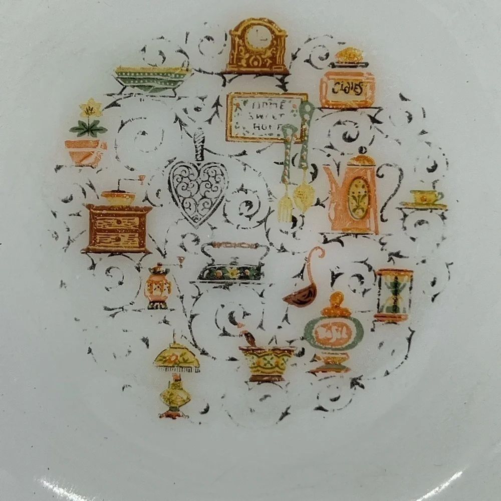 Vntg Anchor Hocking Homestead Home Sweet Home Serving Platter & Serving Bowl